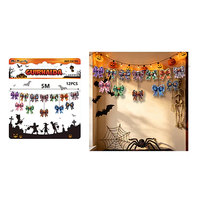 Guirnalda Halloween lazos y calaveras 5m 12pcs