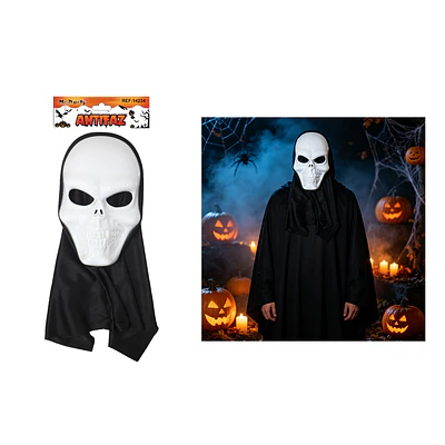 Máscara de calavera blanca con capucha Halloween