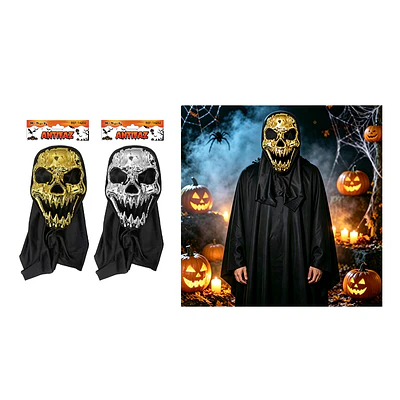 Máscara de calavera metalizada con capucha Halloween Color Aleatorio