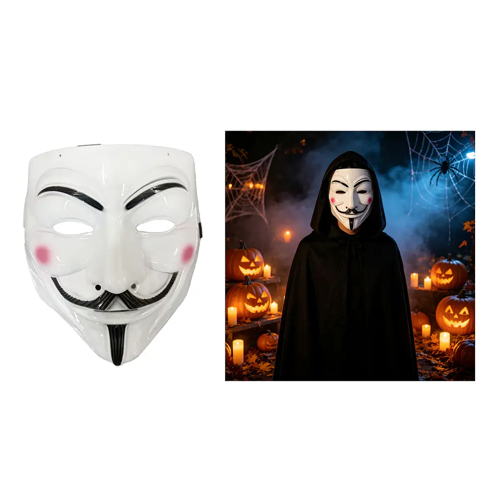 Máscara de Guy Fawkes Anonymous Halloween blanca