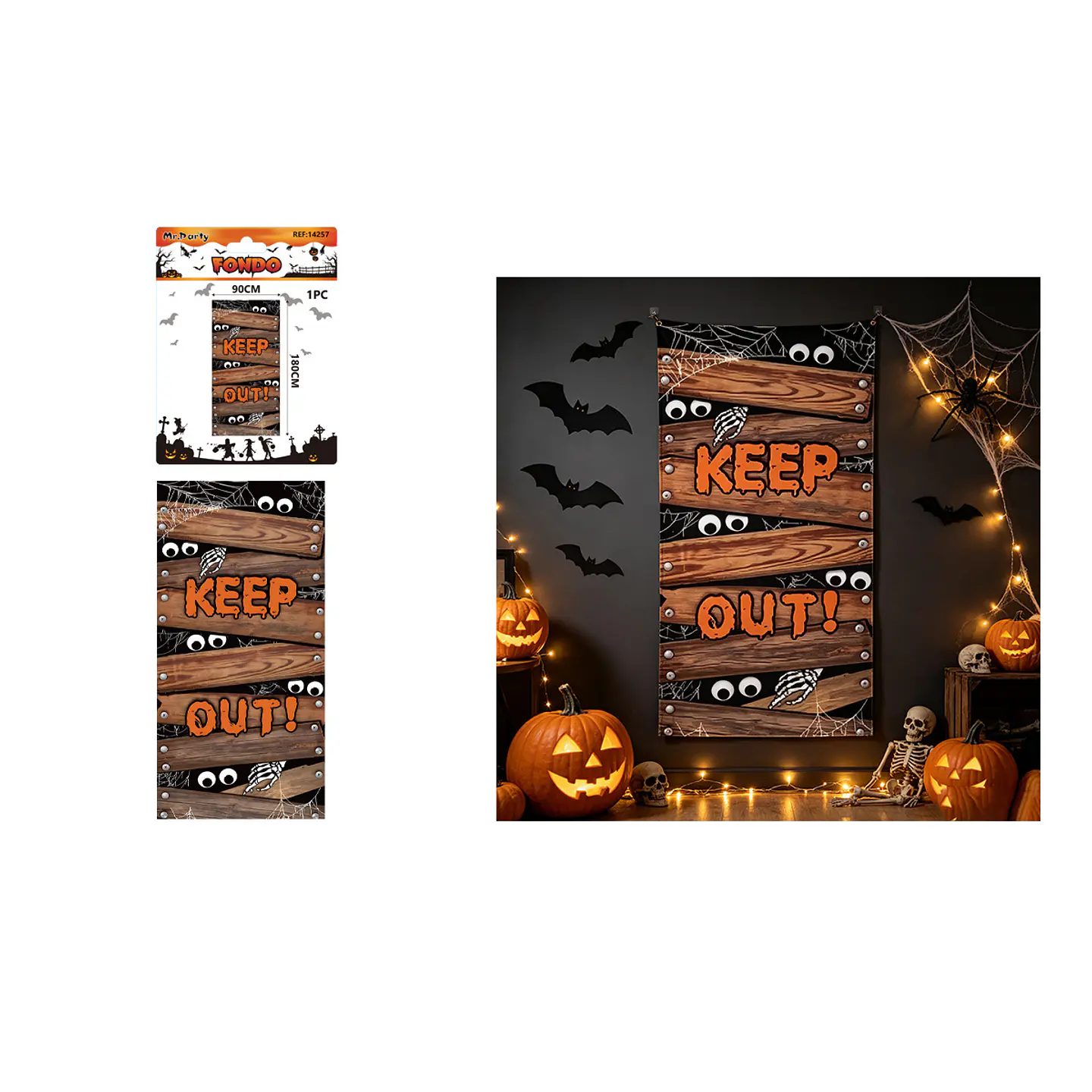 Fondo decorativo para puerta Halloween Keep Out 90*180cm 1