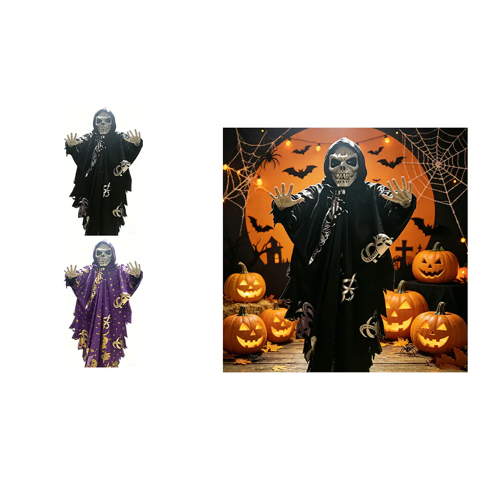 Adorno colgante Halloween calavera con capucha negra 57*78cm Color Aleatorio