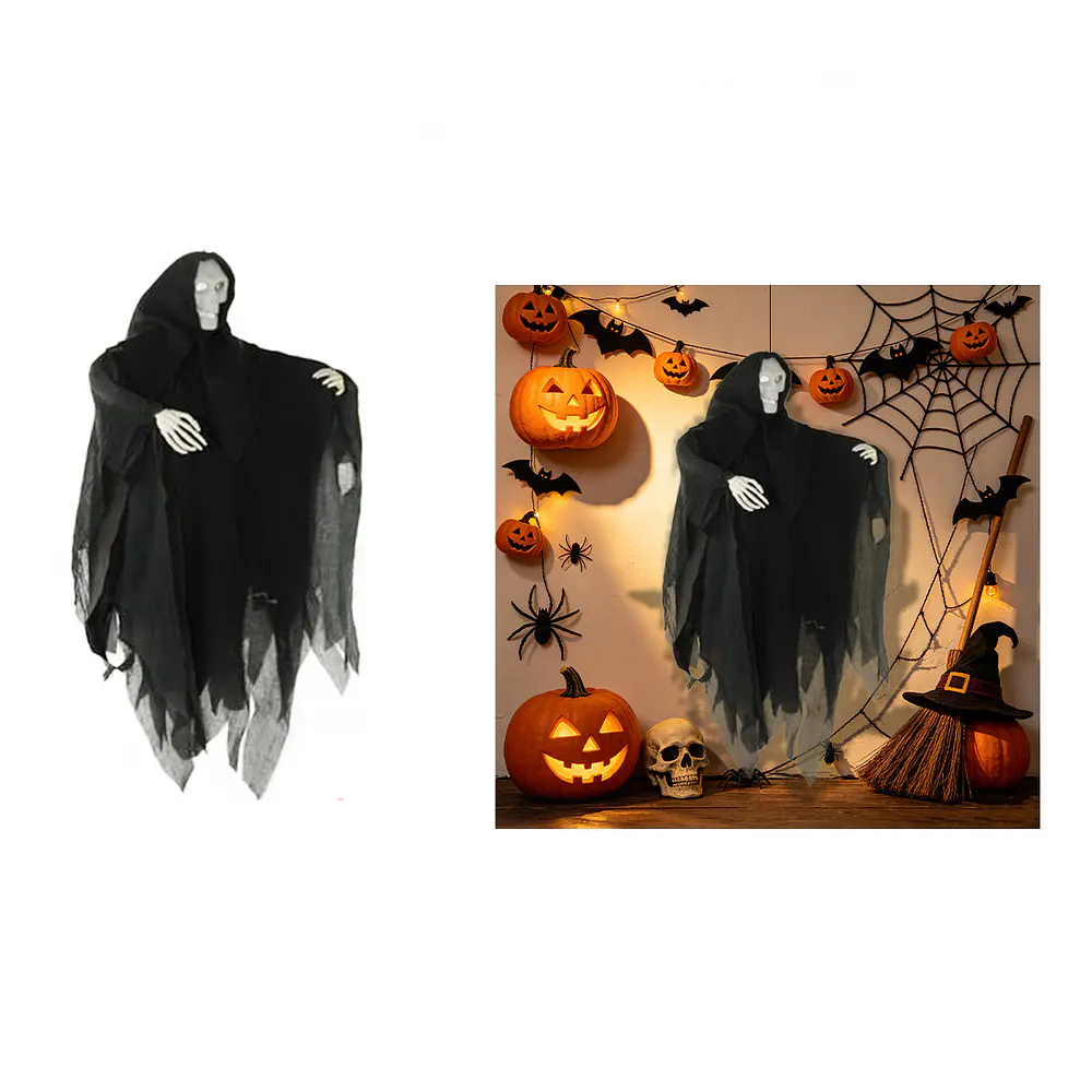 Adorno colgante Halloween esqueleto enjaulado con cadenas 46*78cm