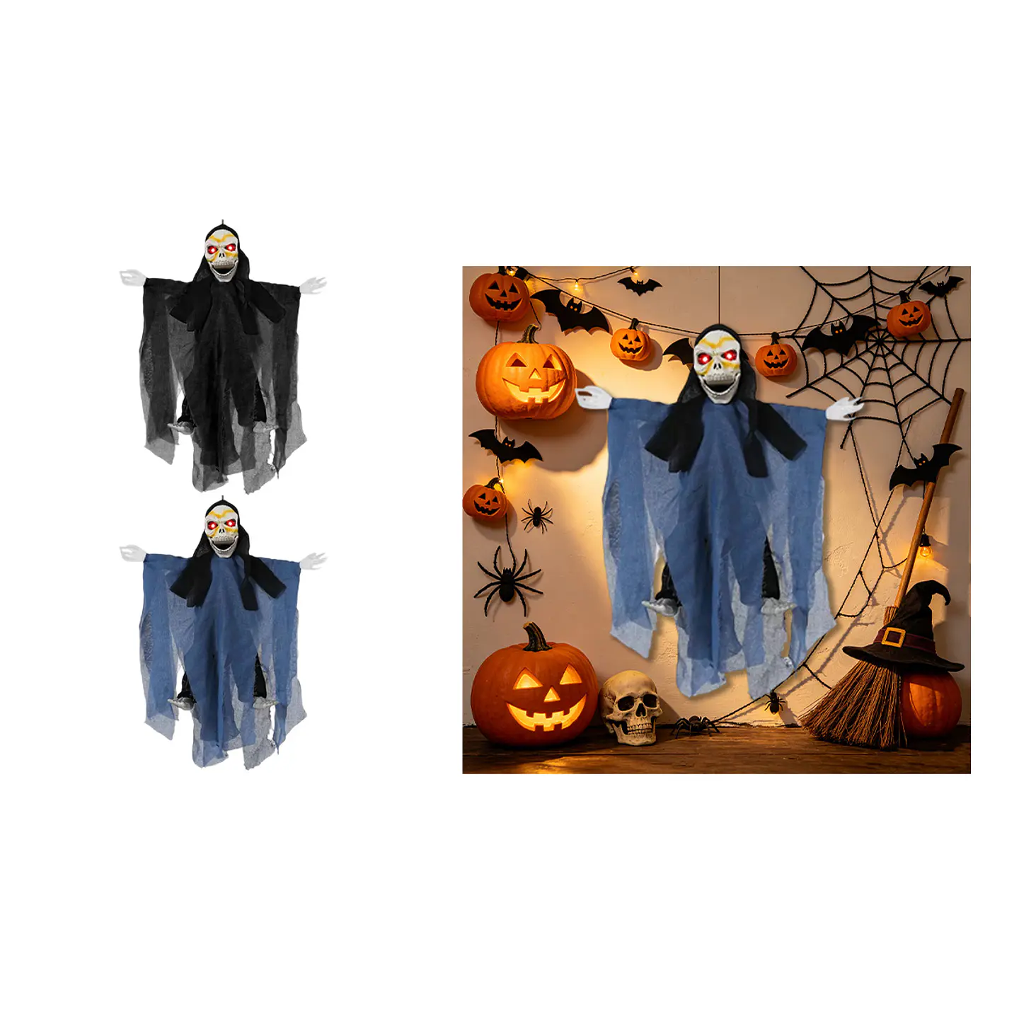 Adorno colgante Halloween calavera flotante con túnica 45*75cm Color Aleatorio 1