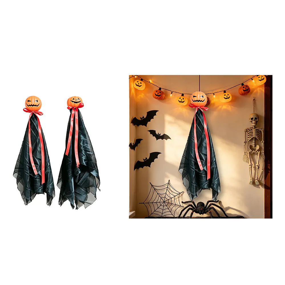 Adorno colgante Halloween calabaza con lazo y túnica negra 30*45cm Diseño Aleatorio