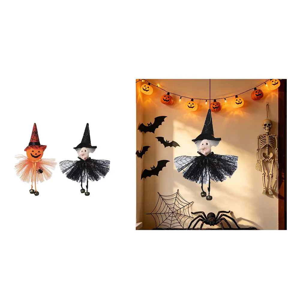 Adorno colgante Halloween brujita con falda de tul 7*32cm Color Aleatorio