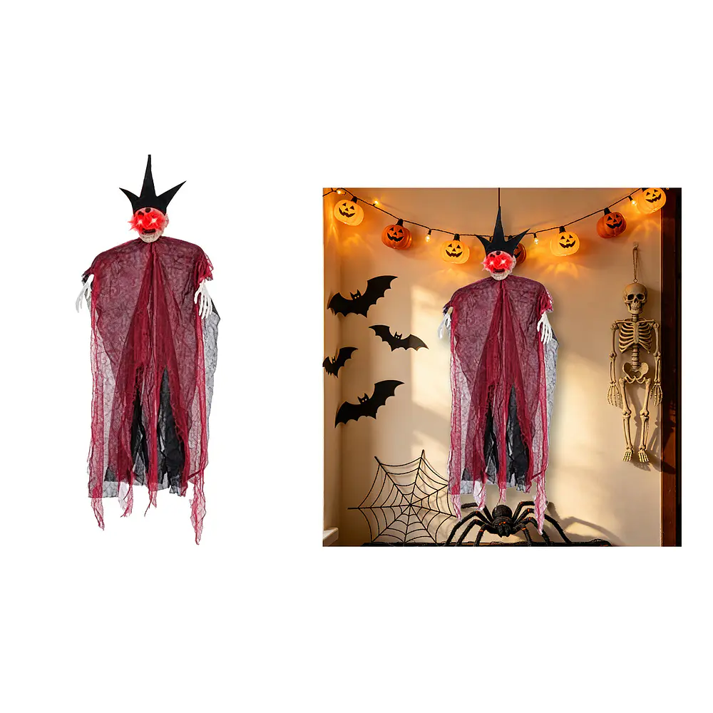 Adorno colgante Halloween espectro con túnica y ojos luminosos rojos 23*78cm