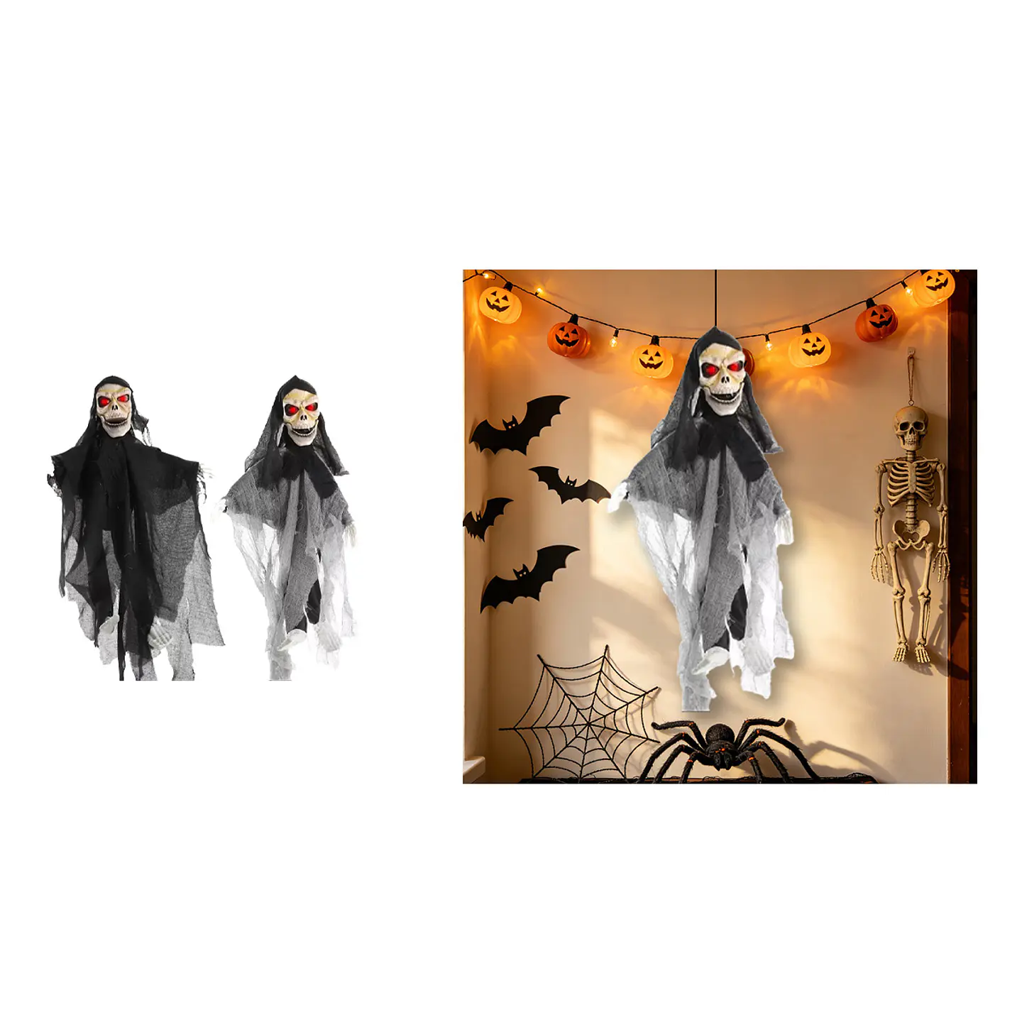 Adorno colgante Halloween calavera flotante con túnica desgarrada 29*35cm Color Aleatorio 1