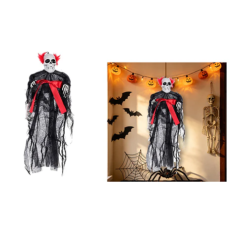 Adorno colgante Halloween payaso siniestro con lazo rojo 28*40cm