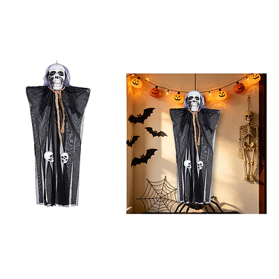 Adorno colgante Halloween calavera con velo negro y calaveras 26*60cm 