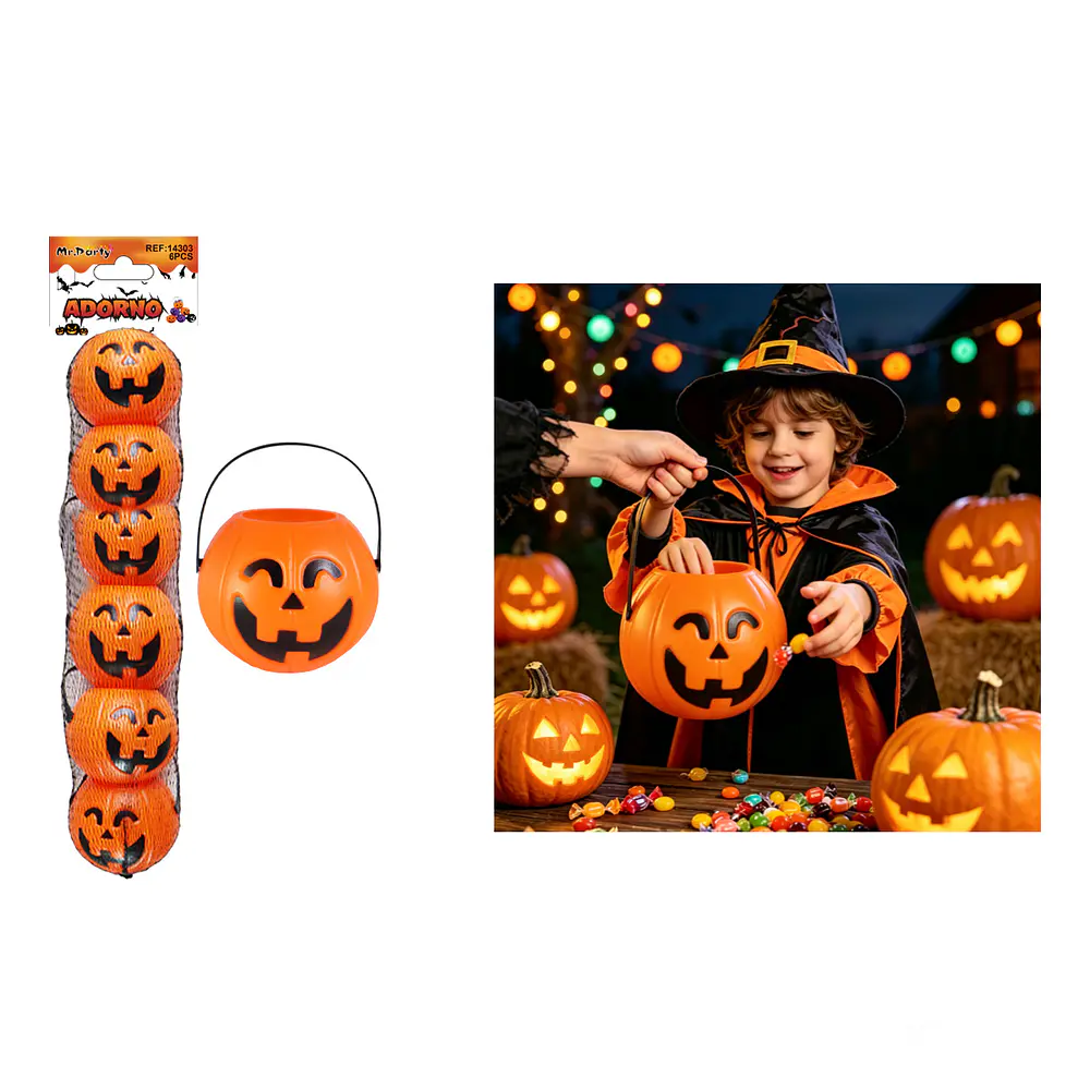 Set de baldes para dulces Halloween calabaza 6*7cm 6pcs