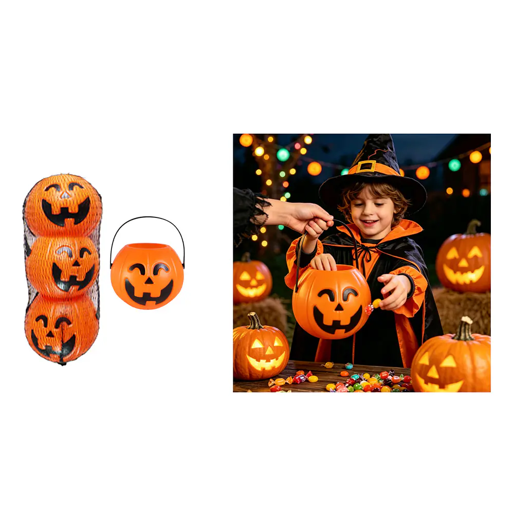 Set de baldes para dulces Halloween calabaza 6*7cm 3pcs