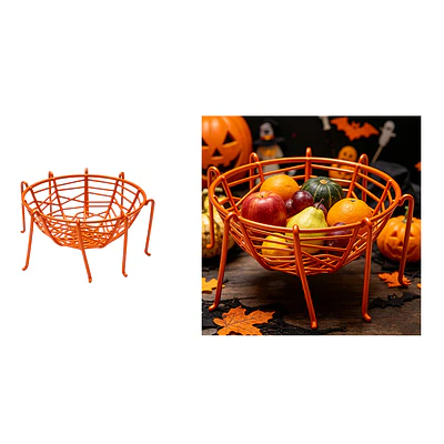 Canasta dulcera metálica Halloween diseño araña naranja 11*23cm