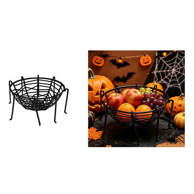 Canasta dulcera metálica Halloween diseño araña negro 11*23cm