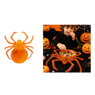 Bowl dulcero plástico Halloween forma de araña naranja 22*23cm