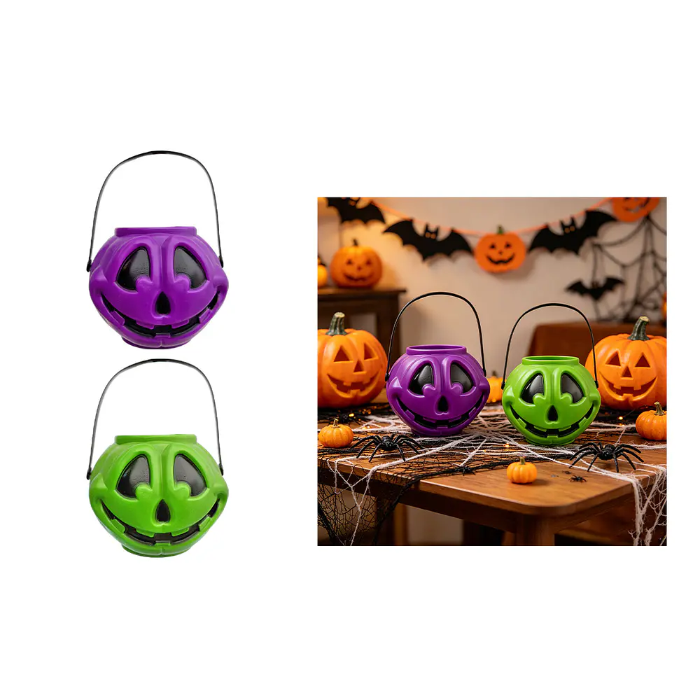 Balde plástico para dulces Halloween calabaza Color Aleatorio 13*18cm