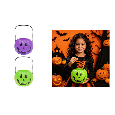 Balde plástico para dulces Halloween calabaza Color Aleatorio 12*16cm
