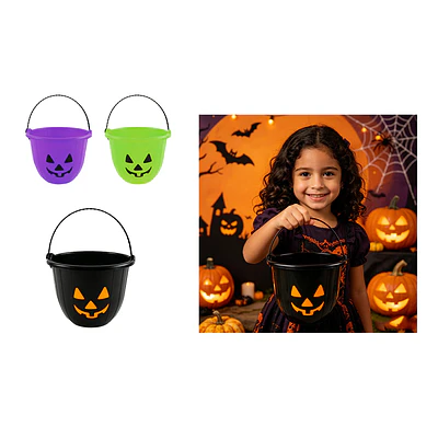 Balde plástico para dulces Halloween calabaza cónica 20*17cm Color Aleatorio