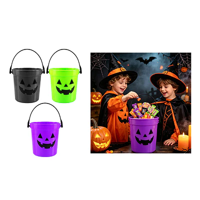 Balde plástico para dulces Halloween calabaza cónica 13*22cm Color Aleatorio
