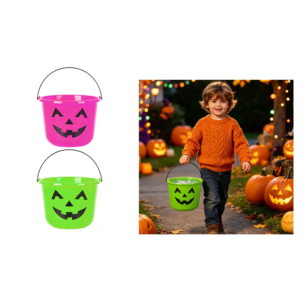 Balde plástico para dulces Halloween calabaza  22*17.5cm Color Aleatorio