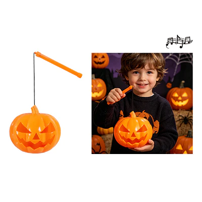 Linterna infantil Halloween calabaza con mango y sonido pequeño
