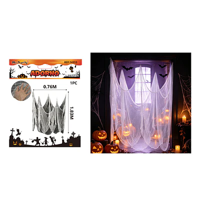 Tela decorativa gasa desgarrada Halloween blanca 0.76*1.83m 1pc