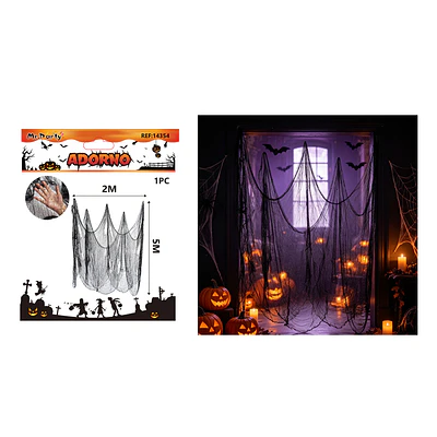 Tela decorativa gasa desgarrada Halloween negra 2*5m 1pc