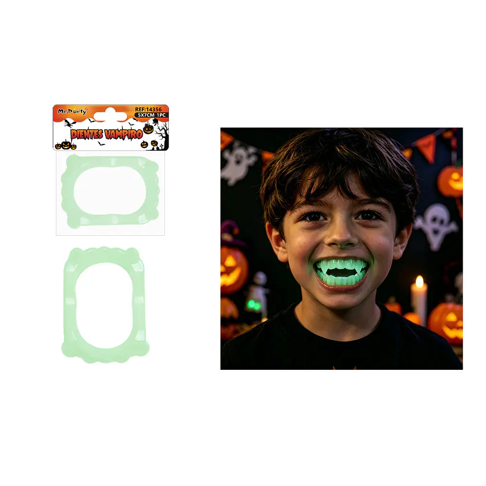 Dientes de vampiro luminosos para disfraz 5*7cm