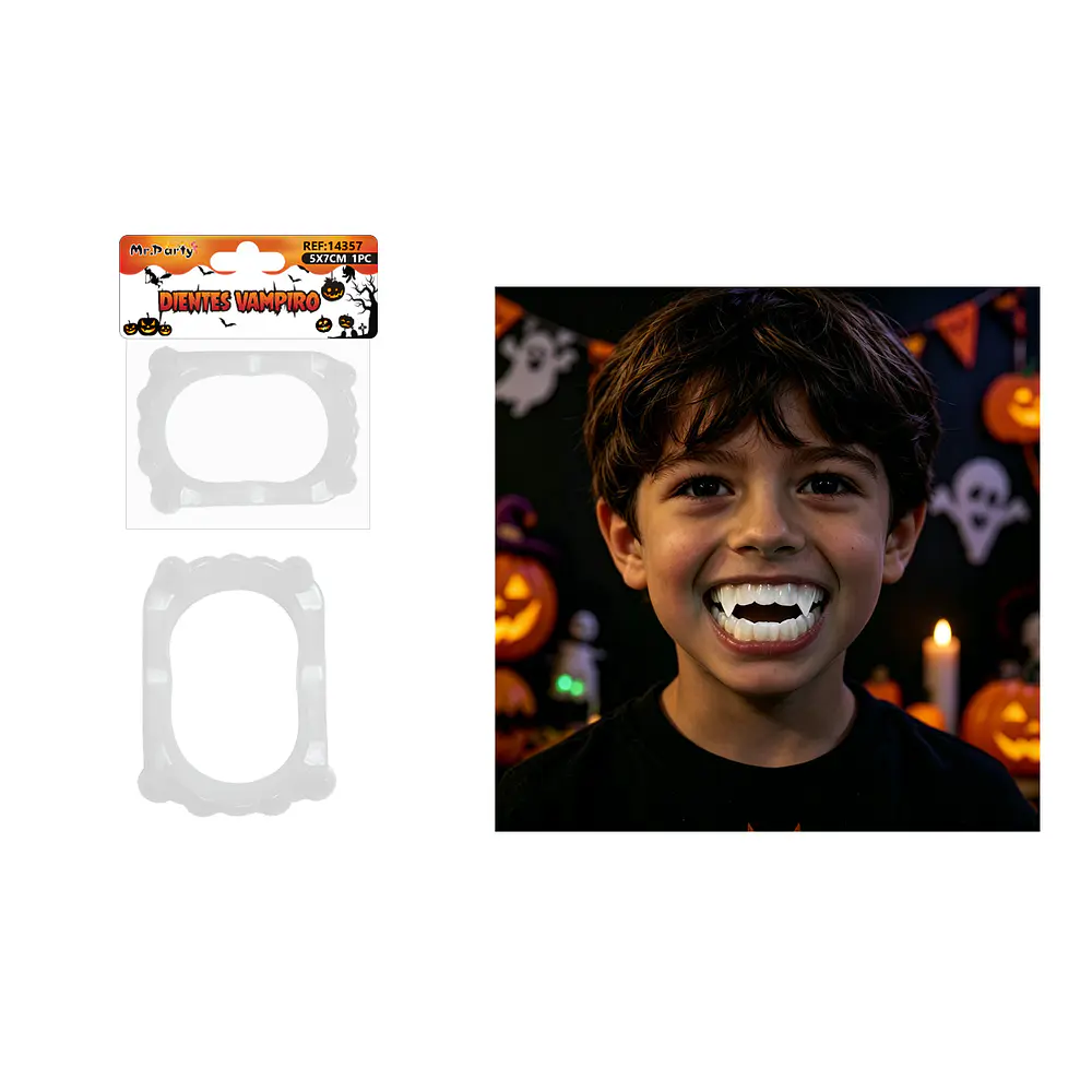 Dientes de vampiro blancos para disfraz 5*7cm