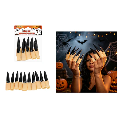 Set de uñas postizas de bruja Halloween negro 10pcs