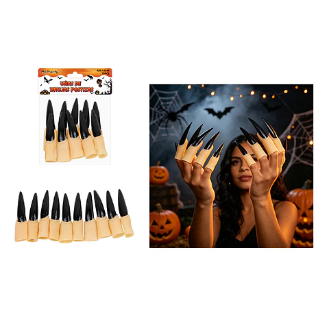 Set de uñas postizas de bruja Halloween negro 10pcs