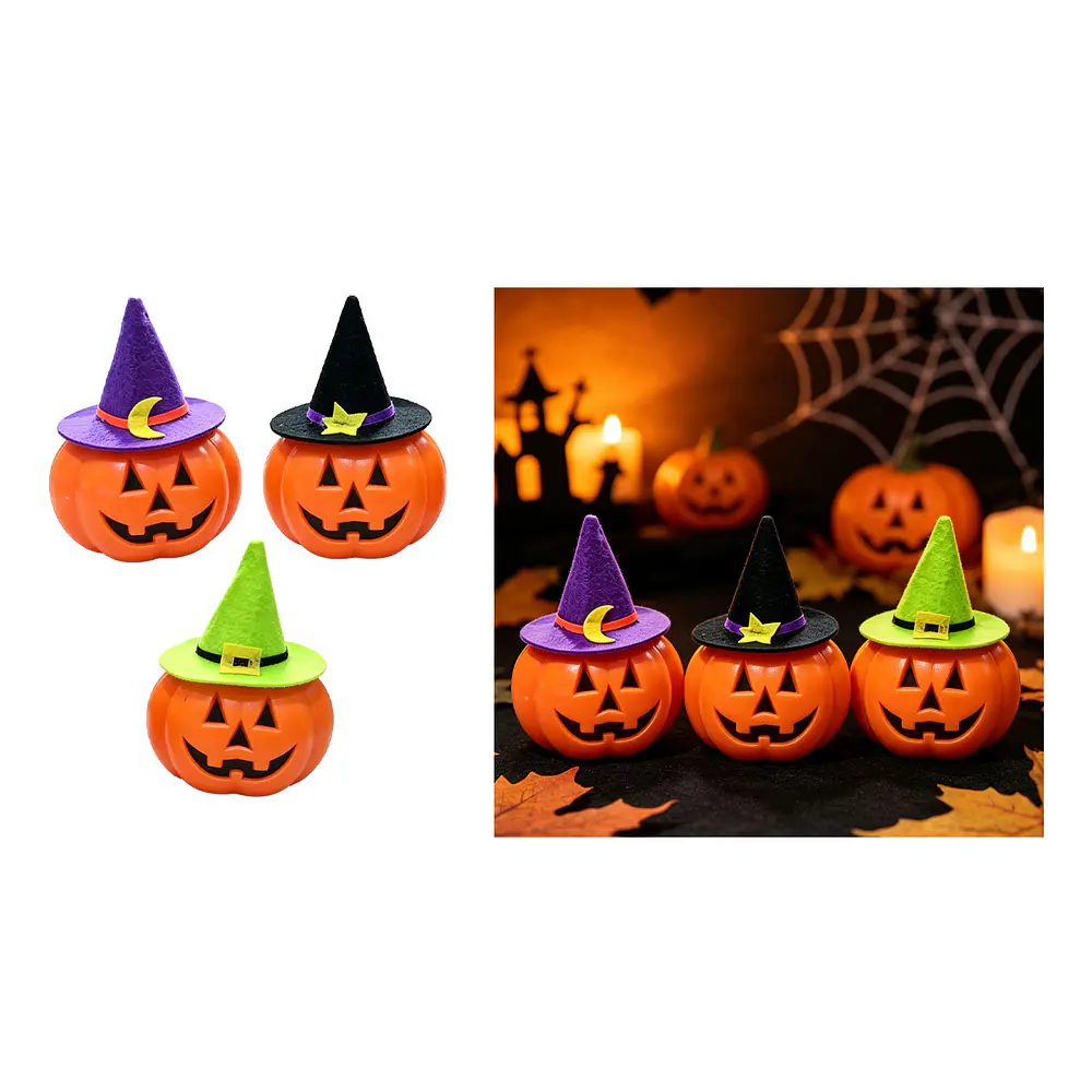 Mini calabazas decorativas Halloween con gorro de bruja Diseño Aleatorio