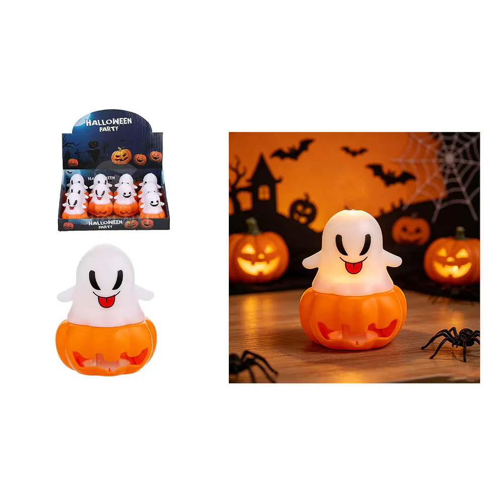 Lámpara LED decorativa Halloween fantasma en calabaza 7*8.5cm