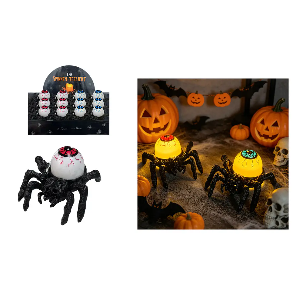 Lámpara LED decorativa Halloween araña con ojo brillante 4.5*7.5cm Color Aleatorio