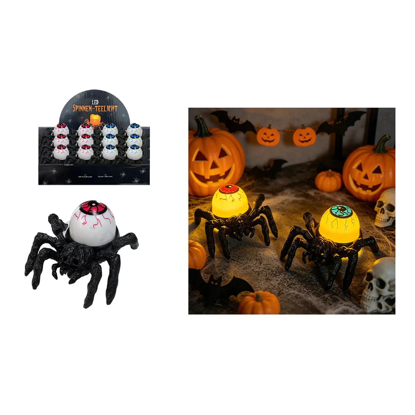 Lámpara LED decorativa Halloween araña con ojo brillante 4.5*7.5cm Color Aleatorio 1