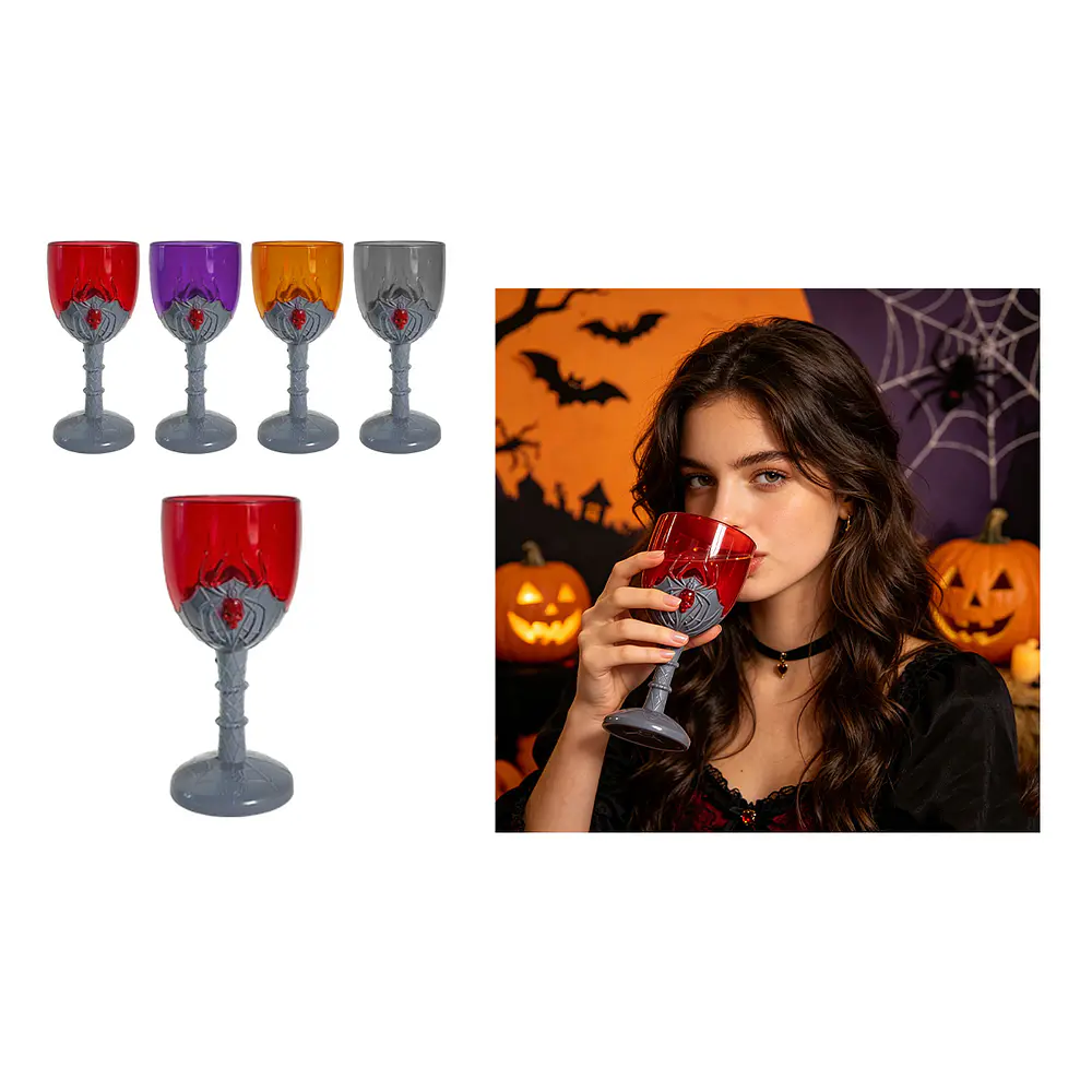 Copa de plástico Halloween cáliz de araña 170ml 8*18cm Color Aleatorio