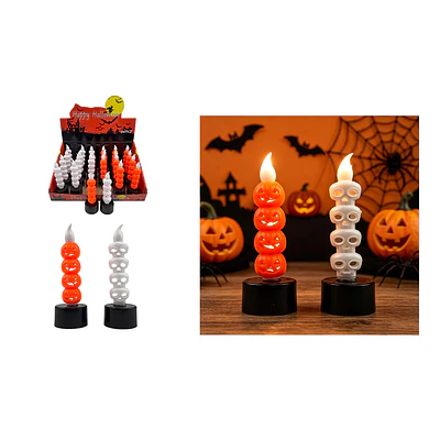 Vela LED decorativa Halloween torre de calabazas y calaveras 3.6*11cm Diseño Aleatorio