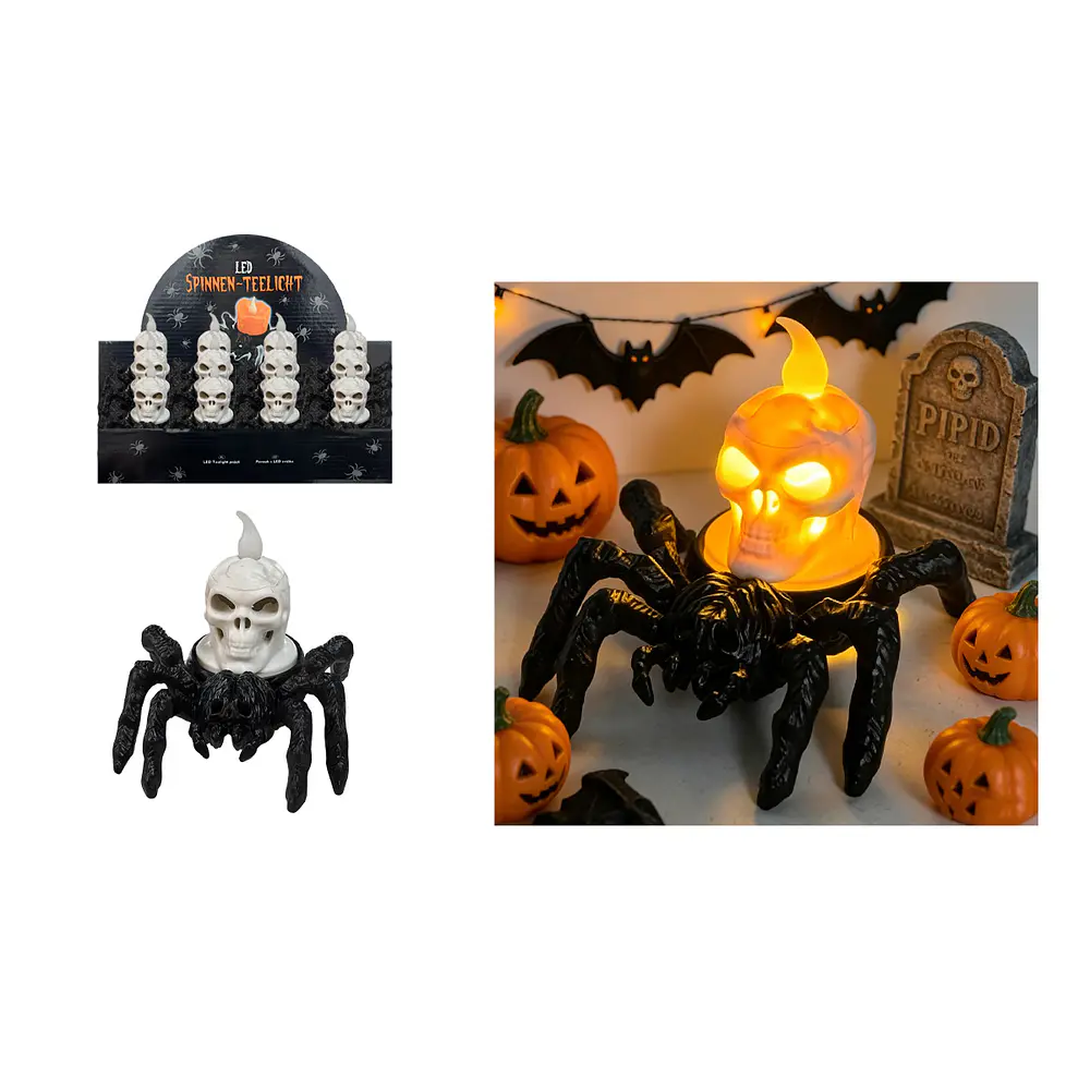 Lámpara LED decorativa Halloween araña con calavera 7.5*6.5cm