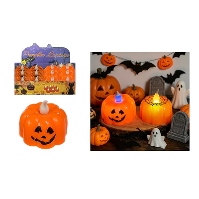 Vela LED decorativa Halloween calabaza con telaraña 4*5cm Diseño Aleatorio