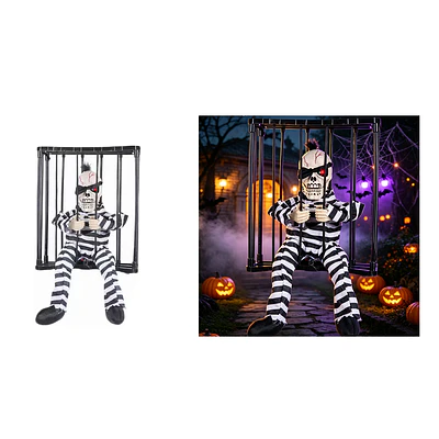 Figura animatrónica Halloween prisionero zombi en jaula 23*9*28cm