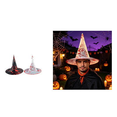 Gorro de bruja estampado con manchas de sangre Halloween 35*38cm Color Aleatorio