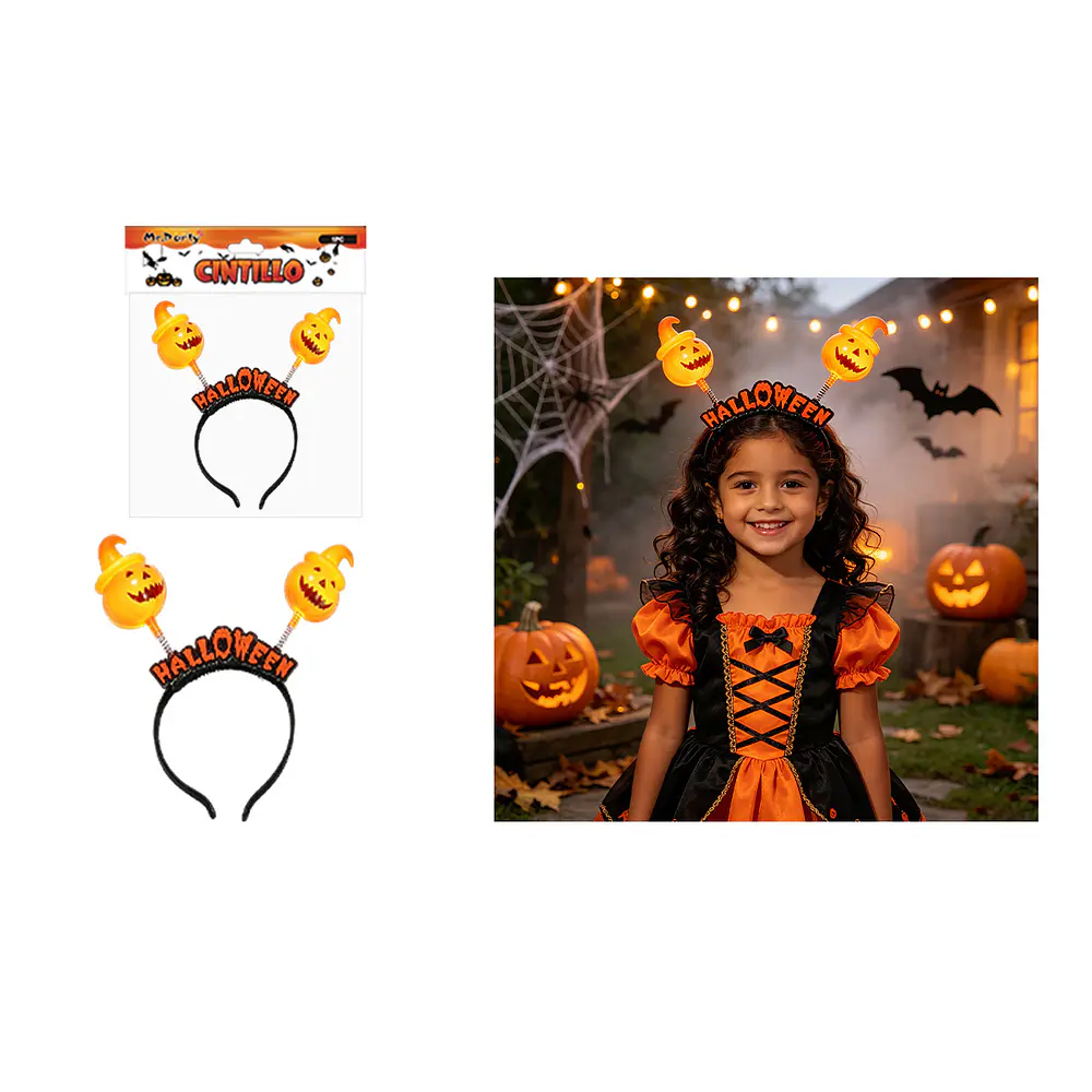Cintillo con resortes Halloween calabazas 22*23cm