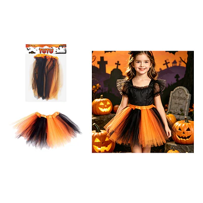 Falda tutú Halloween capas negro y naranja 30cm