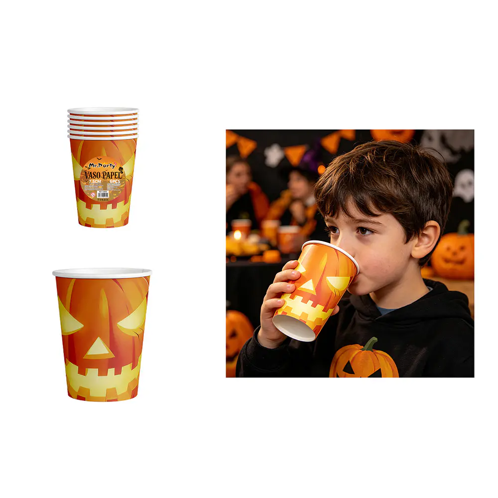 Set de vasos de papel Halloween calabaza 7.5*8cm 6pcs
