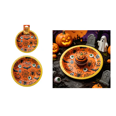 Set de platos de papel Halloween elementos terroríficos 17.78cm 6pcs