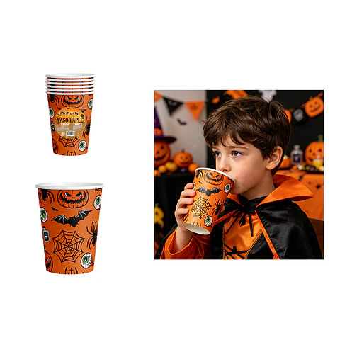 Set de vasos de papel Halloween elementos terroríficos 7.5*8cm 6pcs
