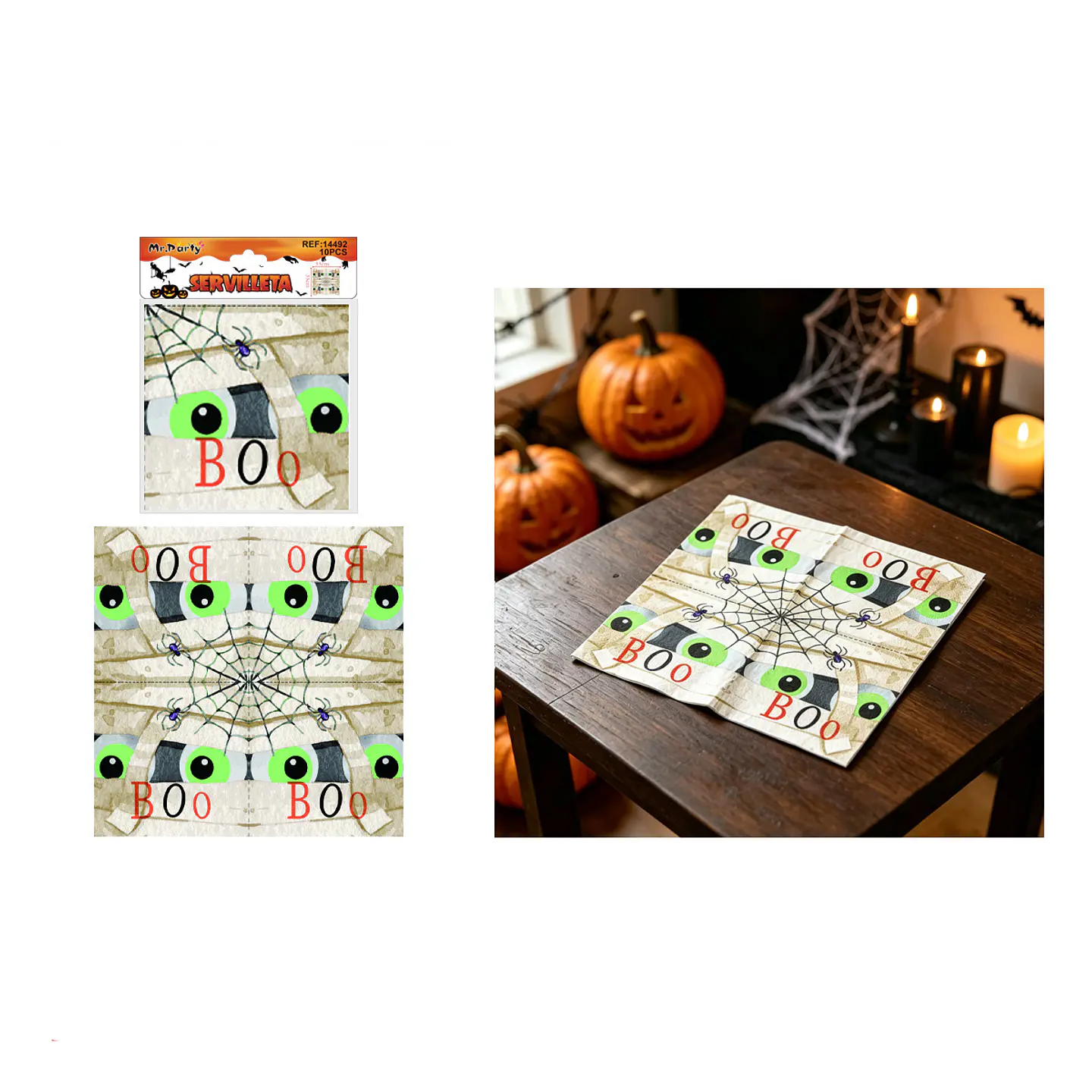 Set de servilletas de papel Halloween ojos y Boo 33cm 10pcs 1