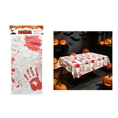 Mantel plástico Halloween manchas y huellas de sangre 137*183cm