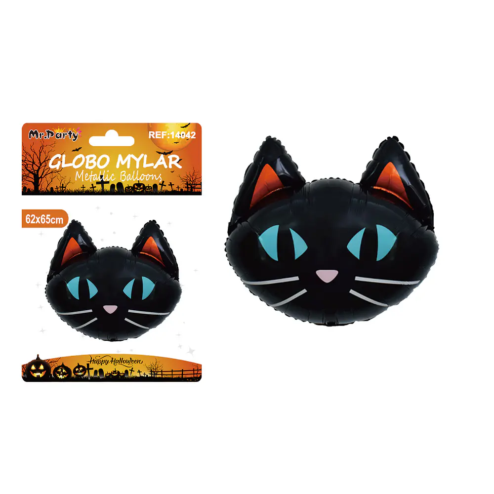 Globo mylar metálico gato negro Halloween 62*65cm