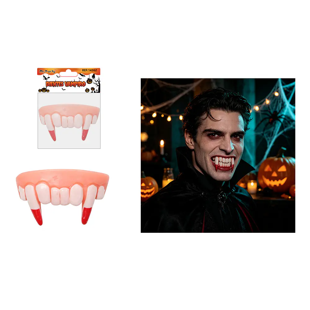 Dientes de vampiro con sangre para disfraz Halloween 5*4cm